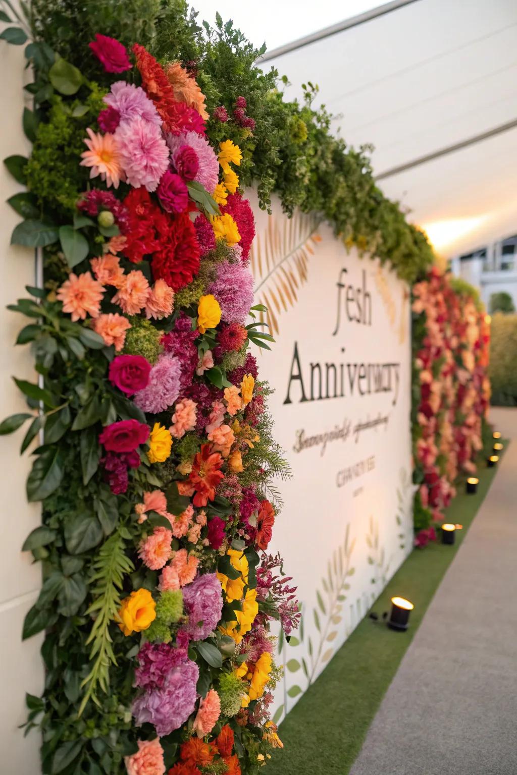Capture stunning moments using a DIY floral wall.