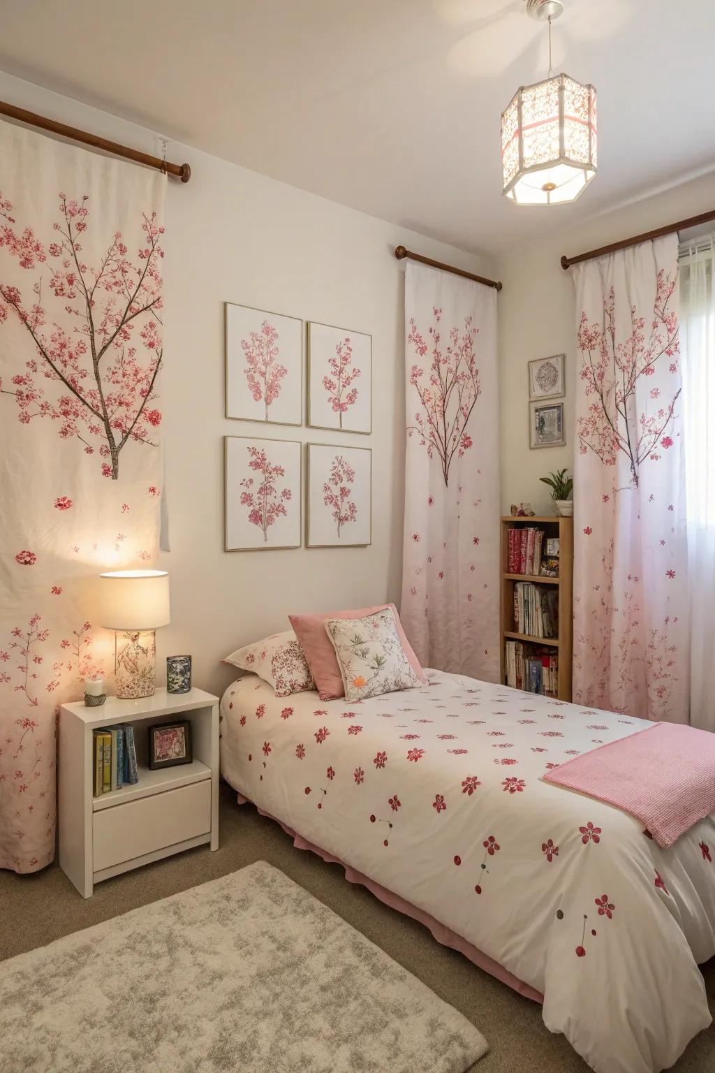 Floral bloom motifs bring freshness and renewal to the decor.