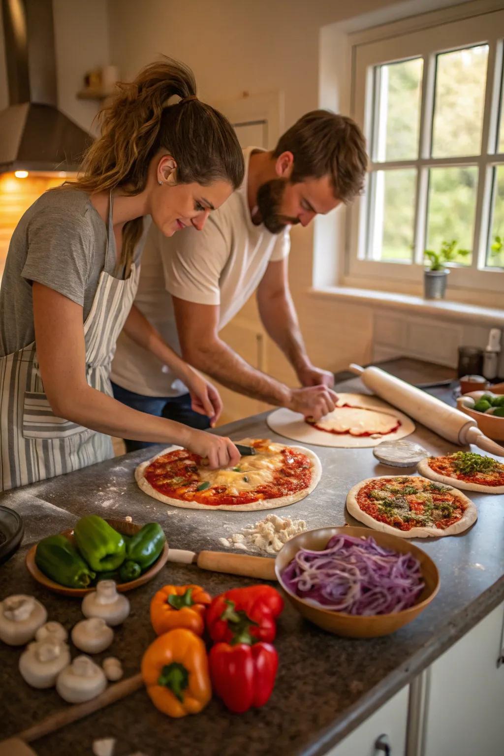 Craft personalized pizzas, for a delicious and interactive date night.