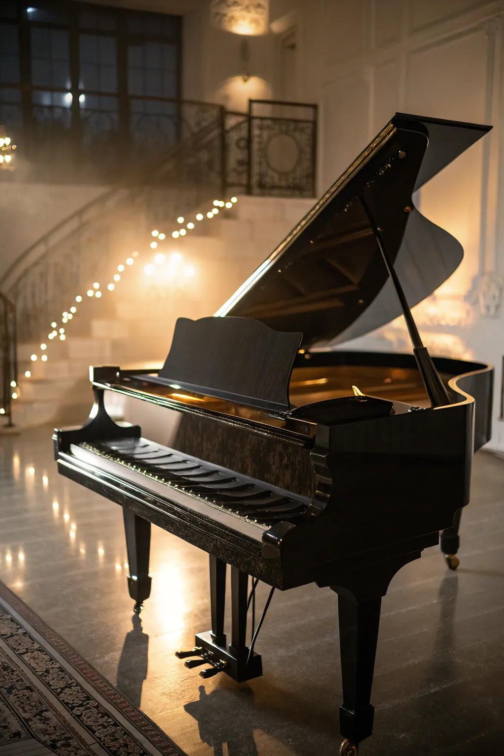 Task illumination enhances the beauty of the piano.