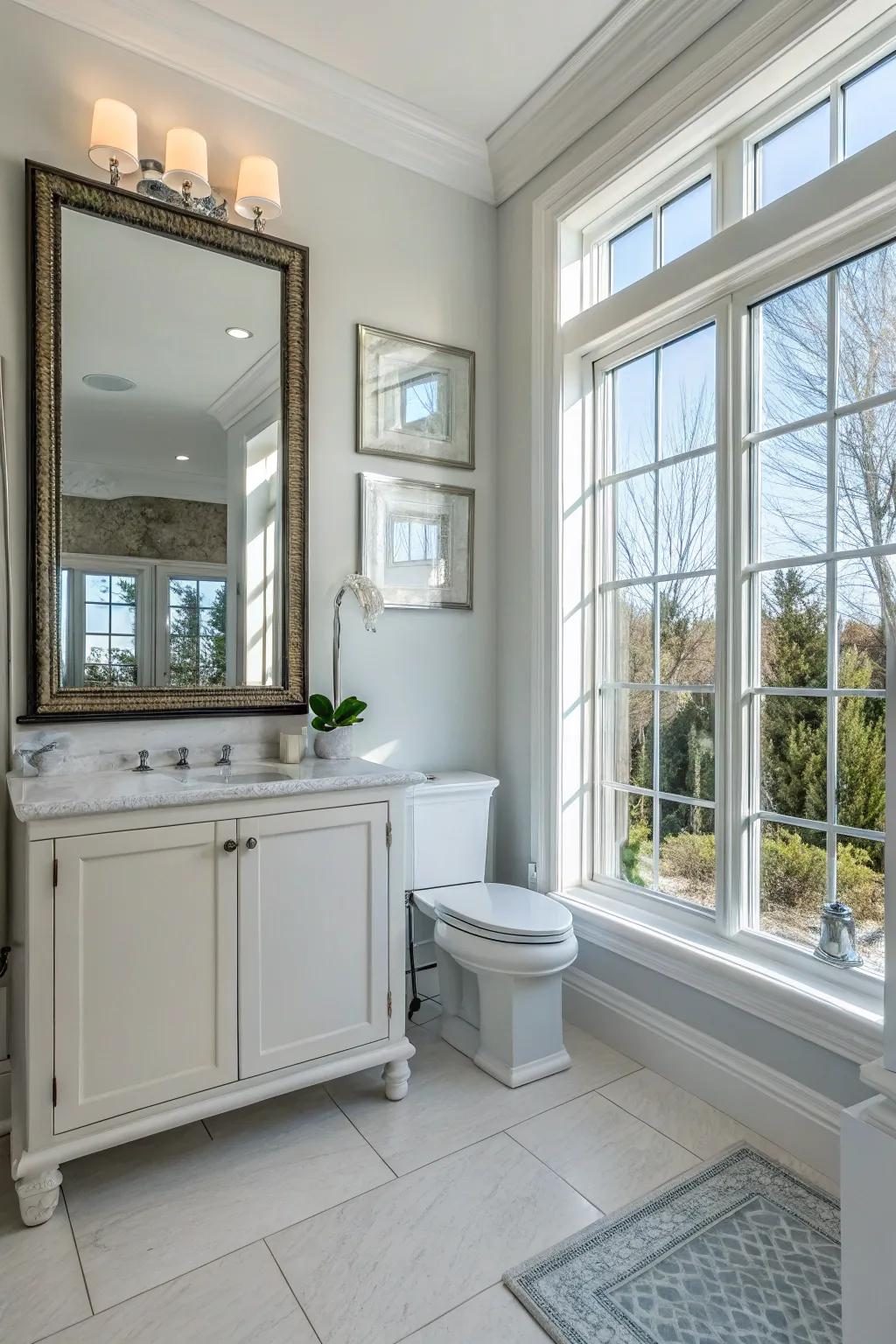 Mirrors reflect light and expand the space.