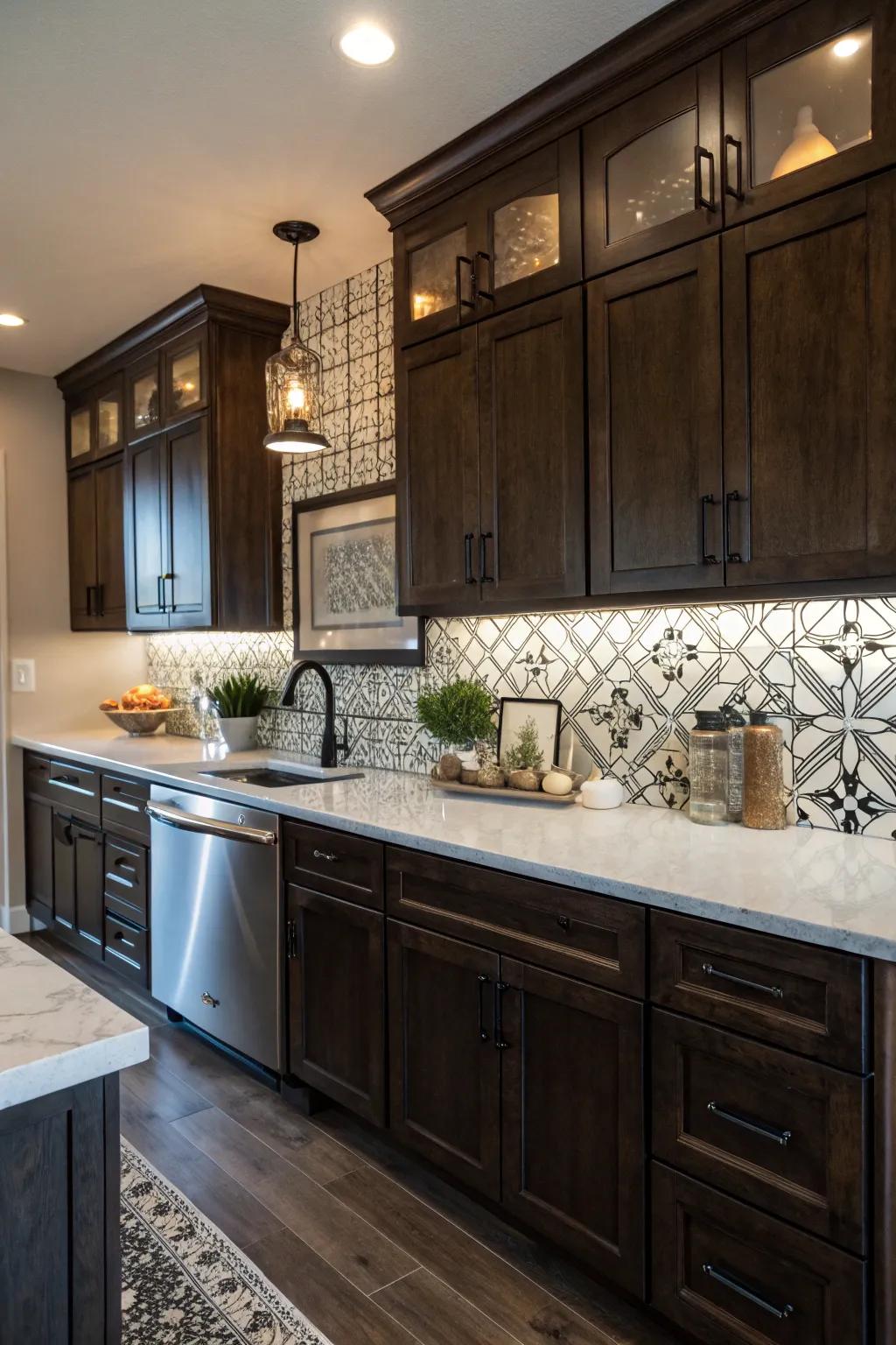 Striking contrast with modern dark and light.