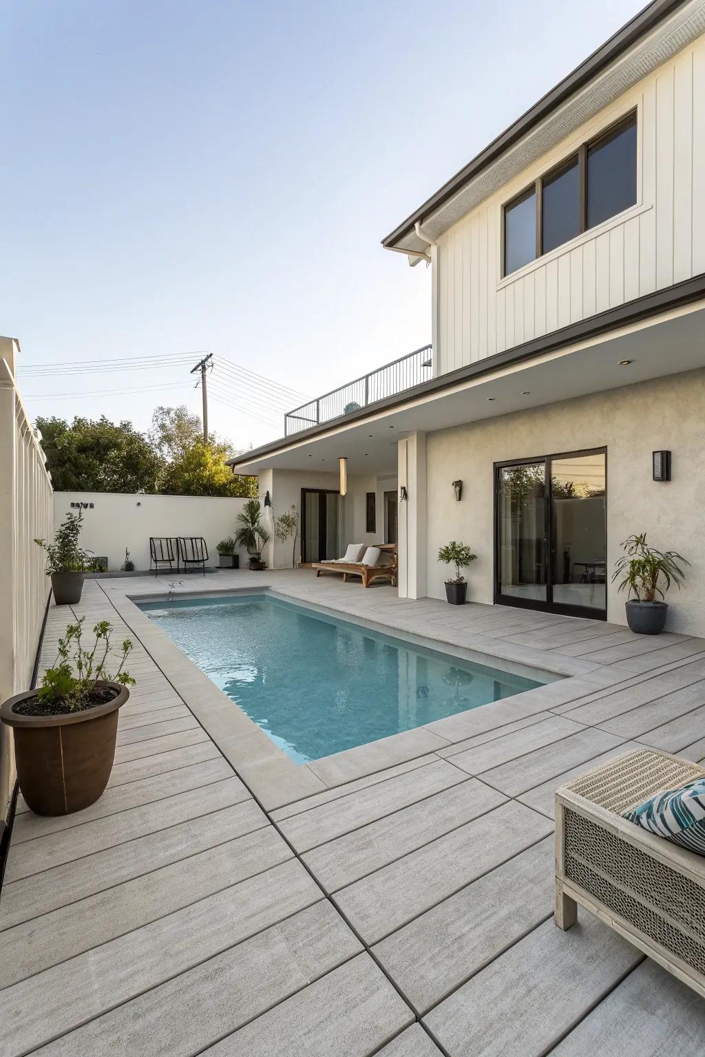Achieve a serene look with a minimalist pool platform.