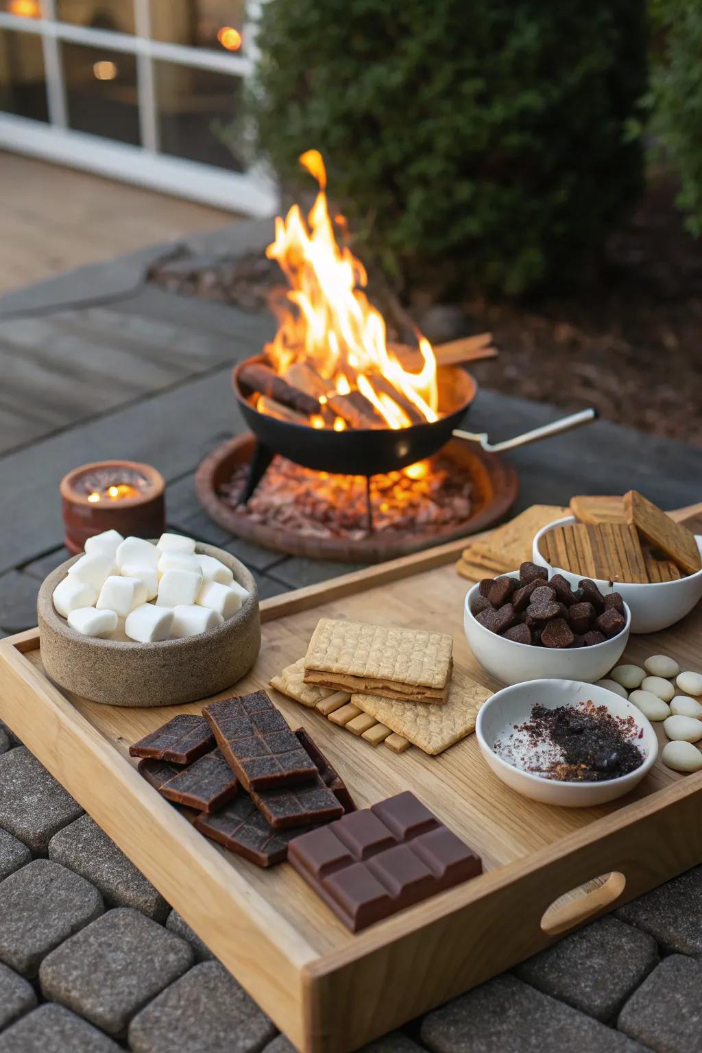 A cozy s'mores station perfect for evening gatherings.
