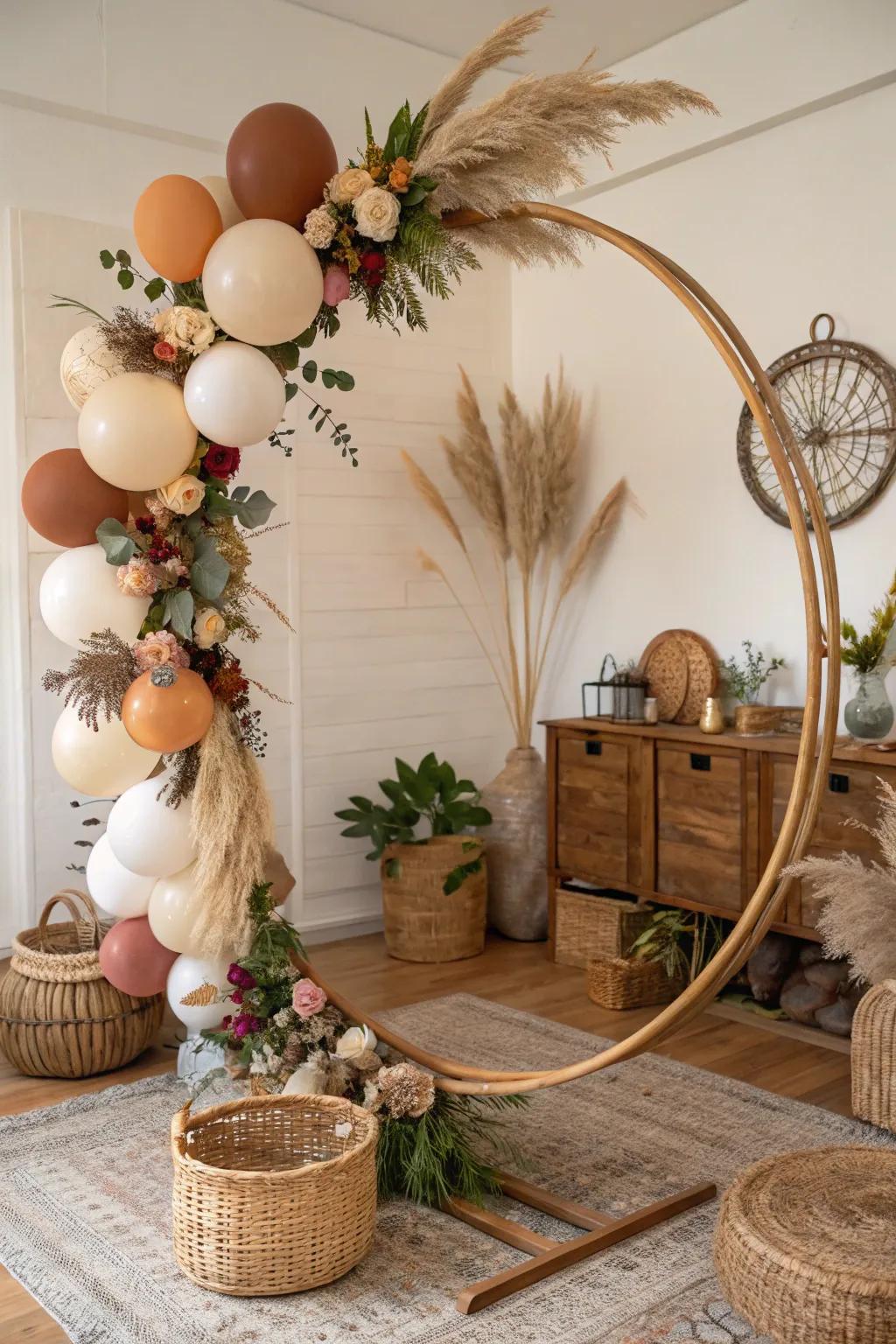 Natural shades and textures evoke a bohemian ambiance.