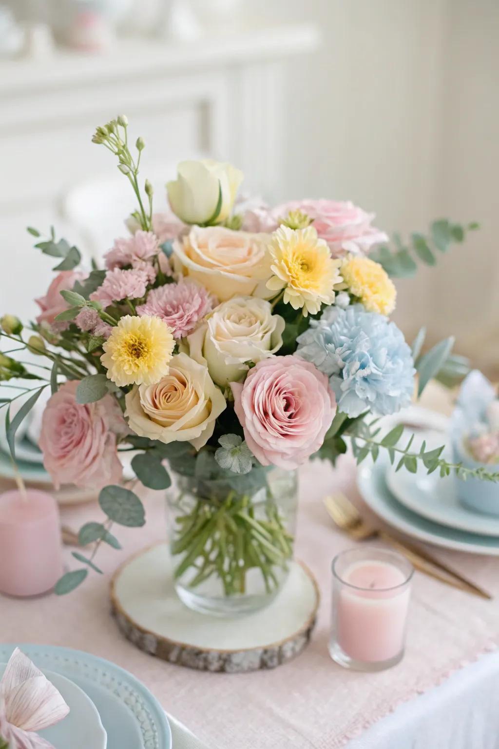Soft-tone arrangements create a gentle, serene atmosphere.