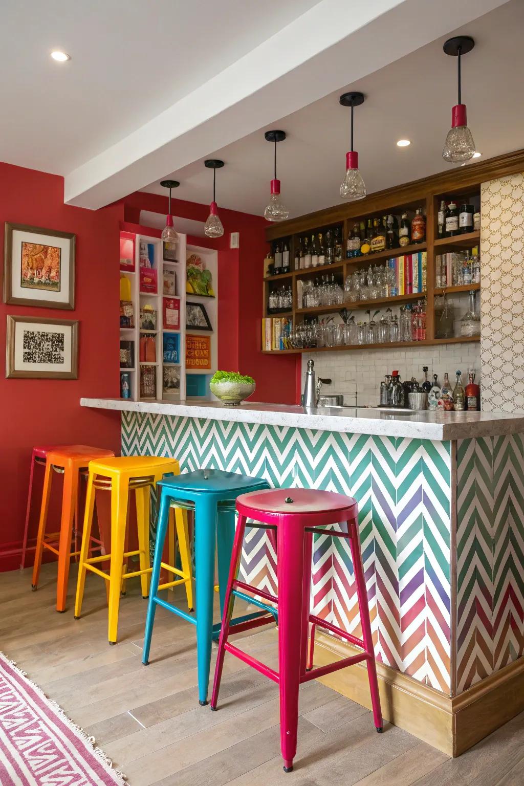 A pop of color introduces energy and personality to your bar.