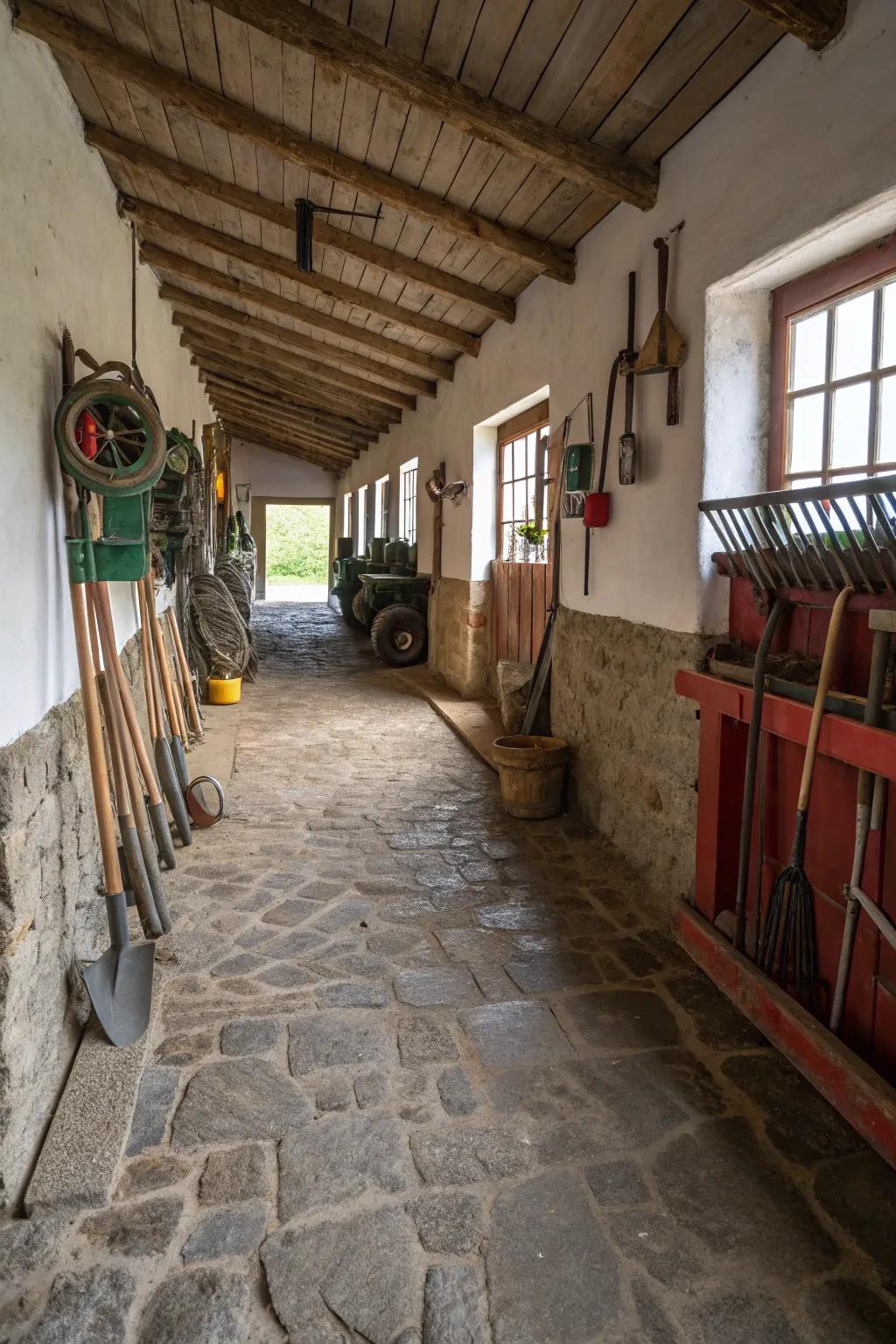 Stone powder provides a low-maintenance flooring option.