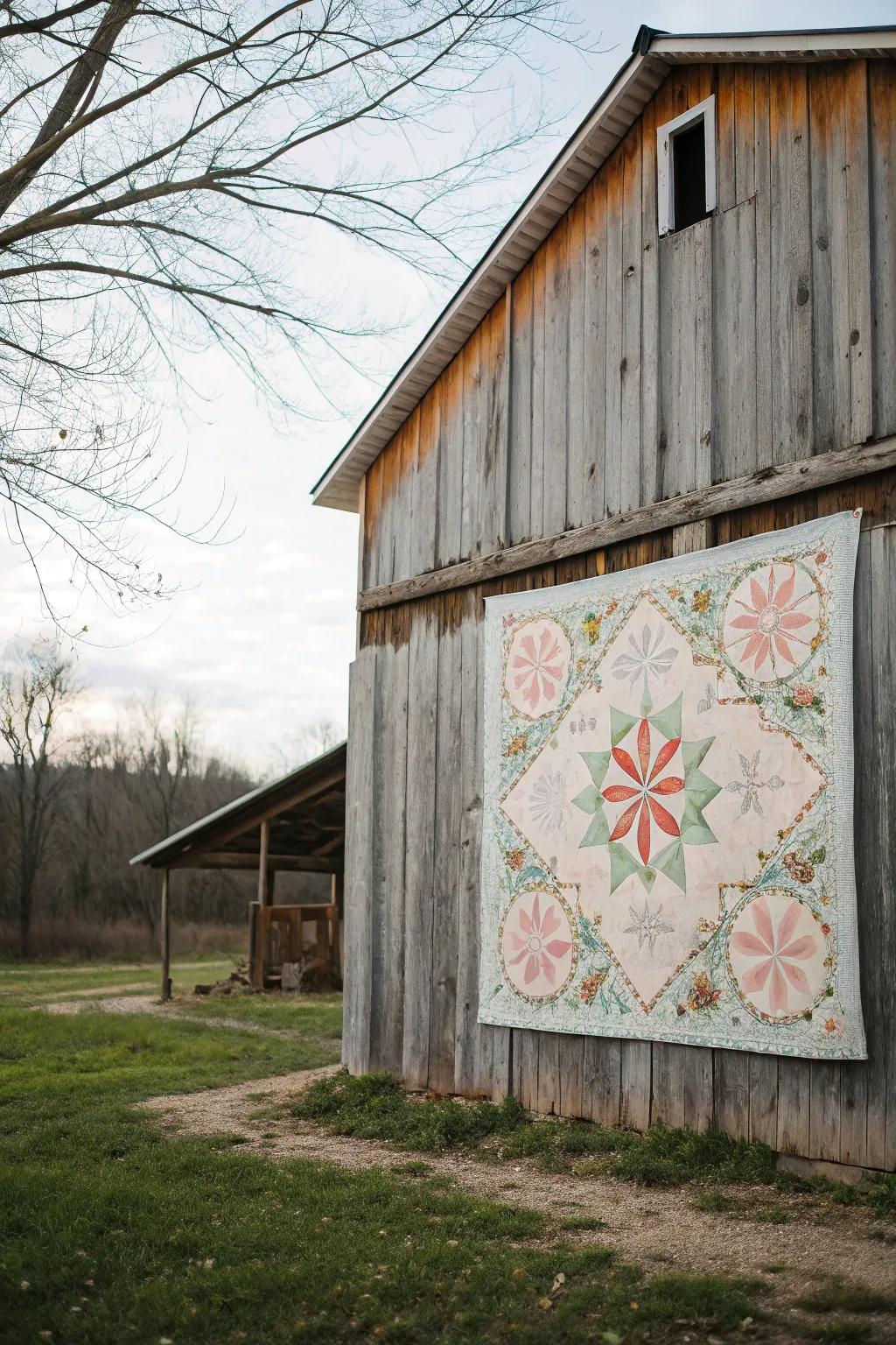 Elegant floral barn quilt design.
