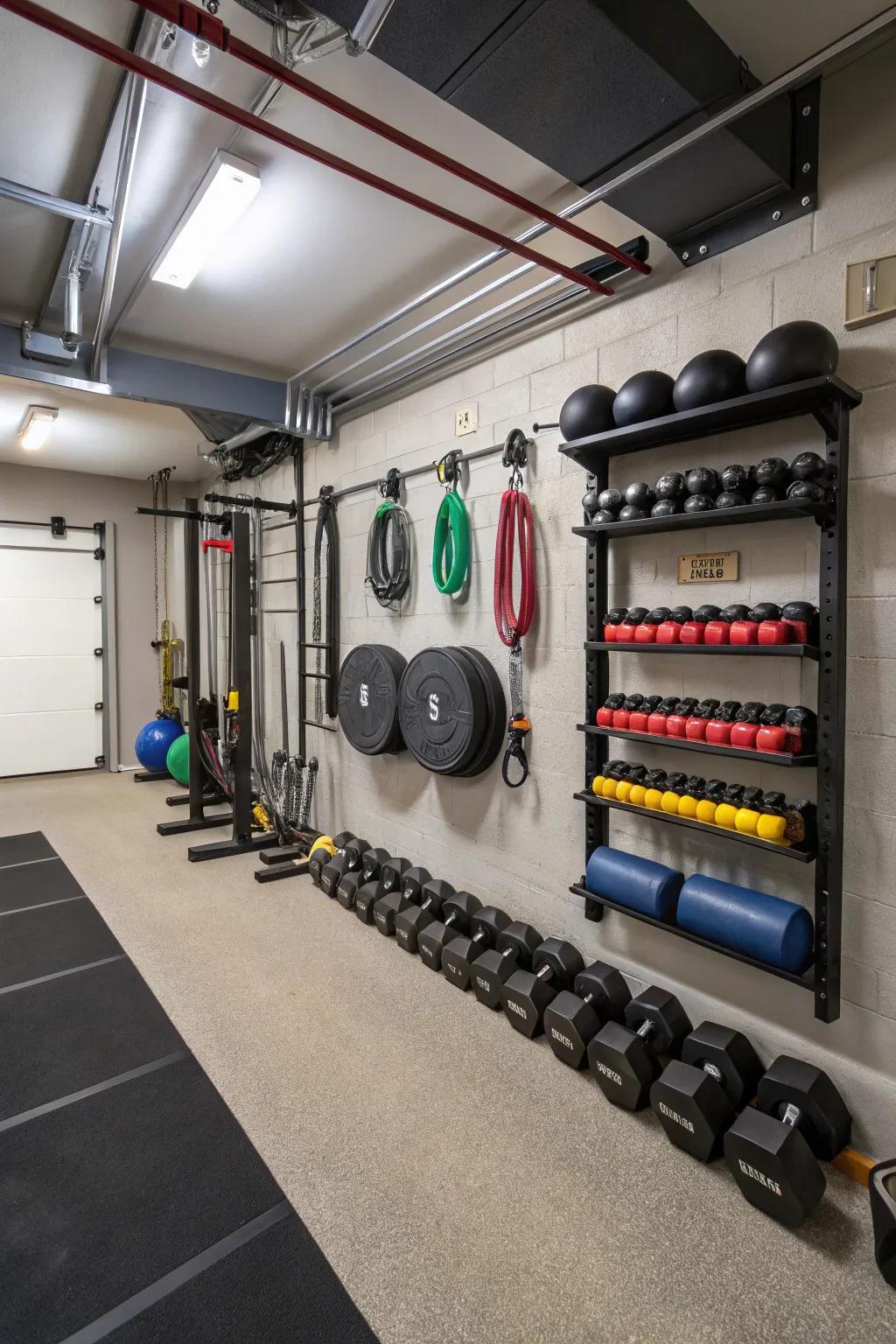 Smart storage keeps your gym organized and clutter-free.