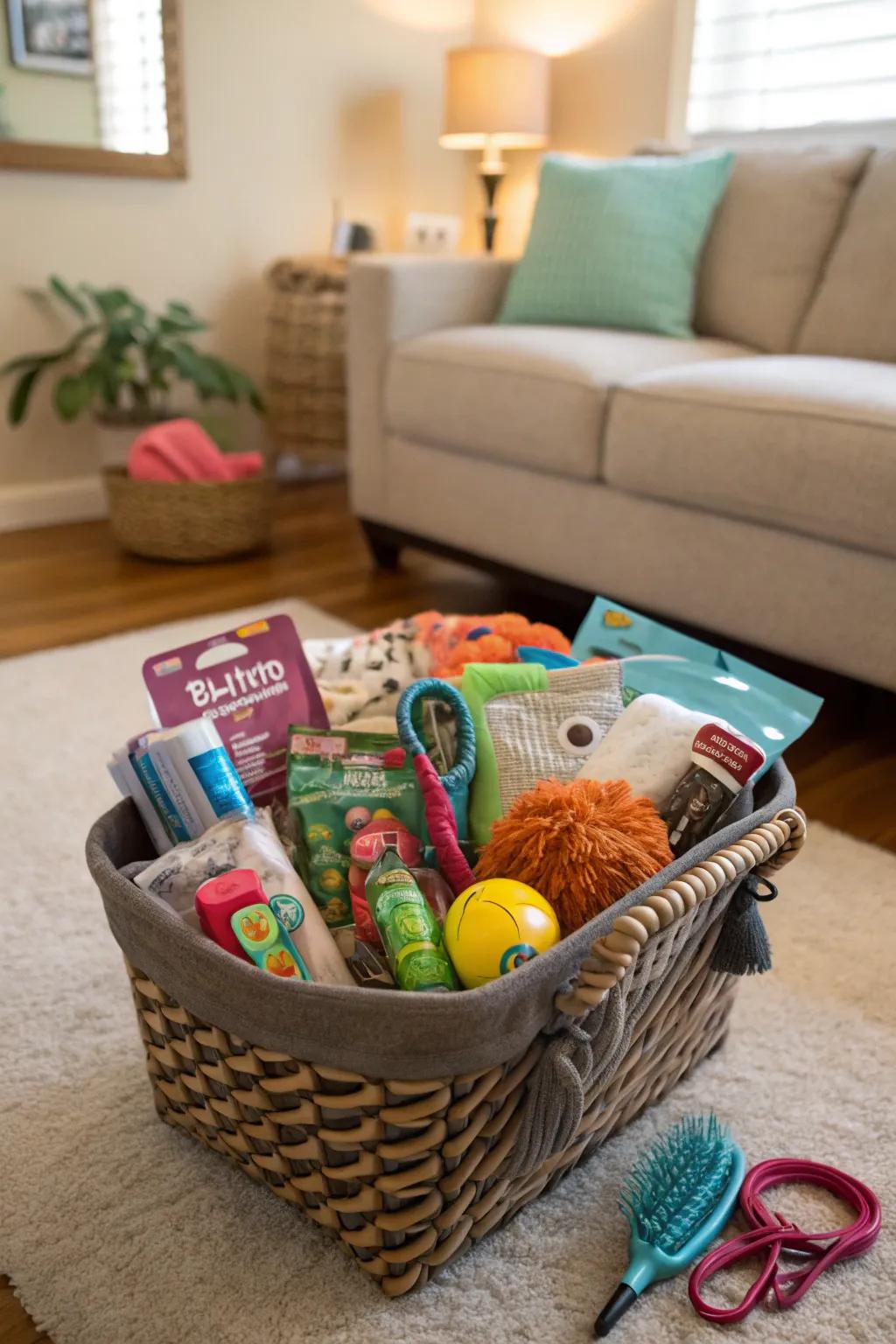 Spoil pets with a specially curated basket of goodies.