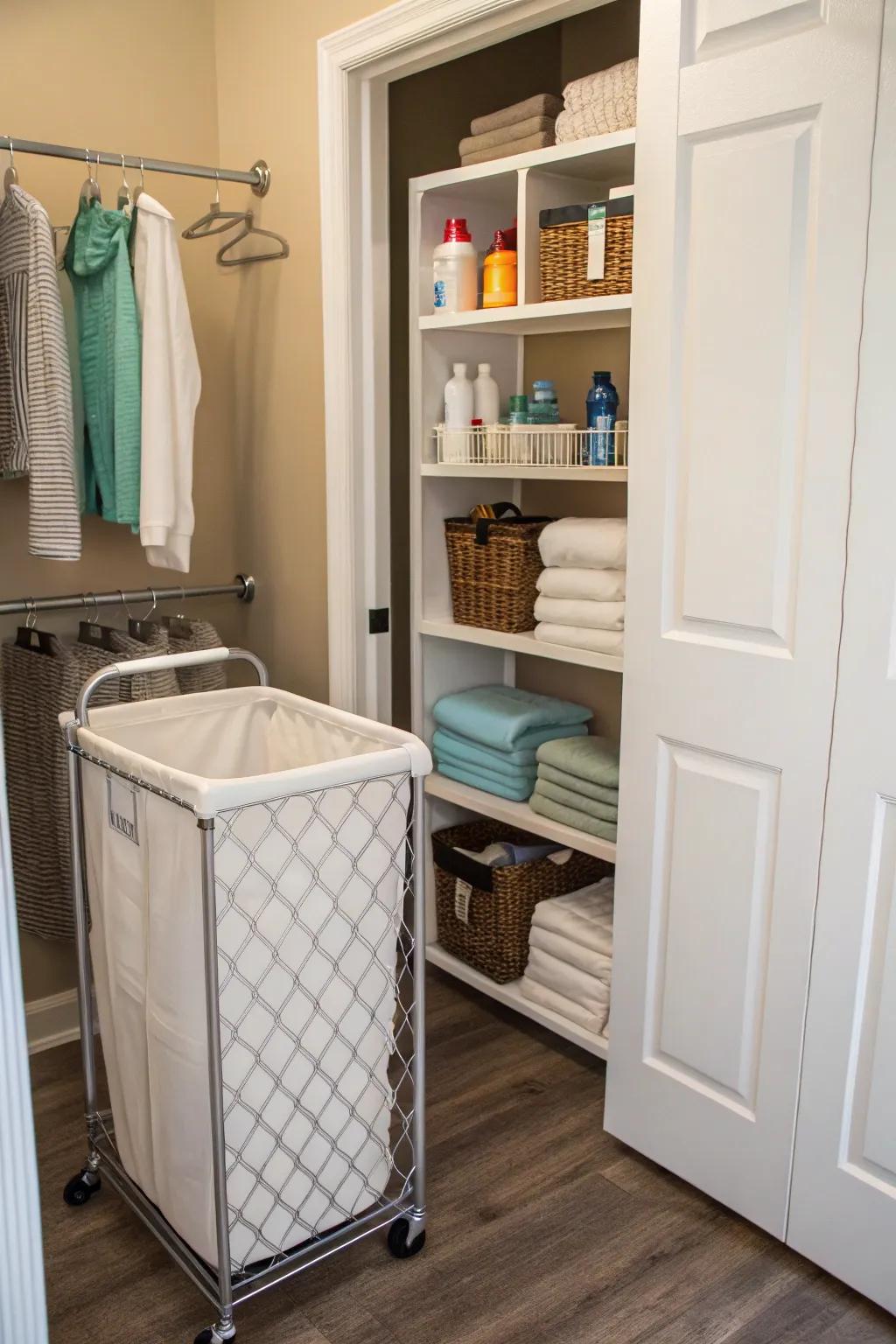 A laundry spot within your closet adds efficiency.