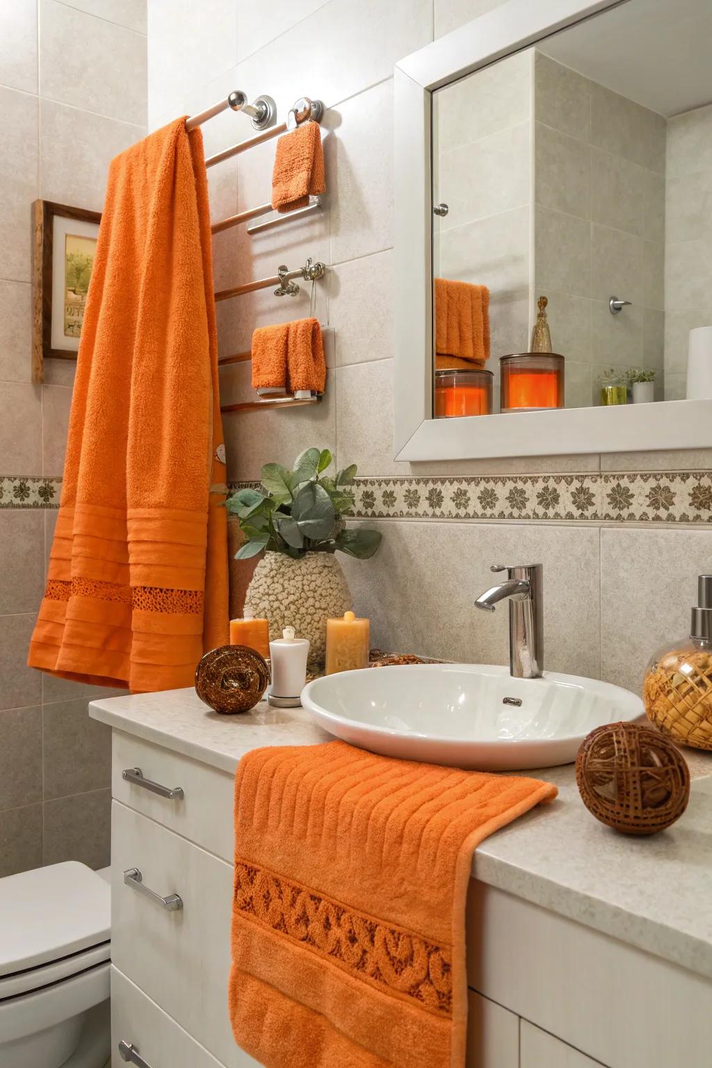 A bathroom brought to life with unexpected splashes of color, adding energy and charm.