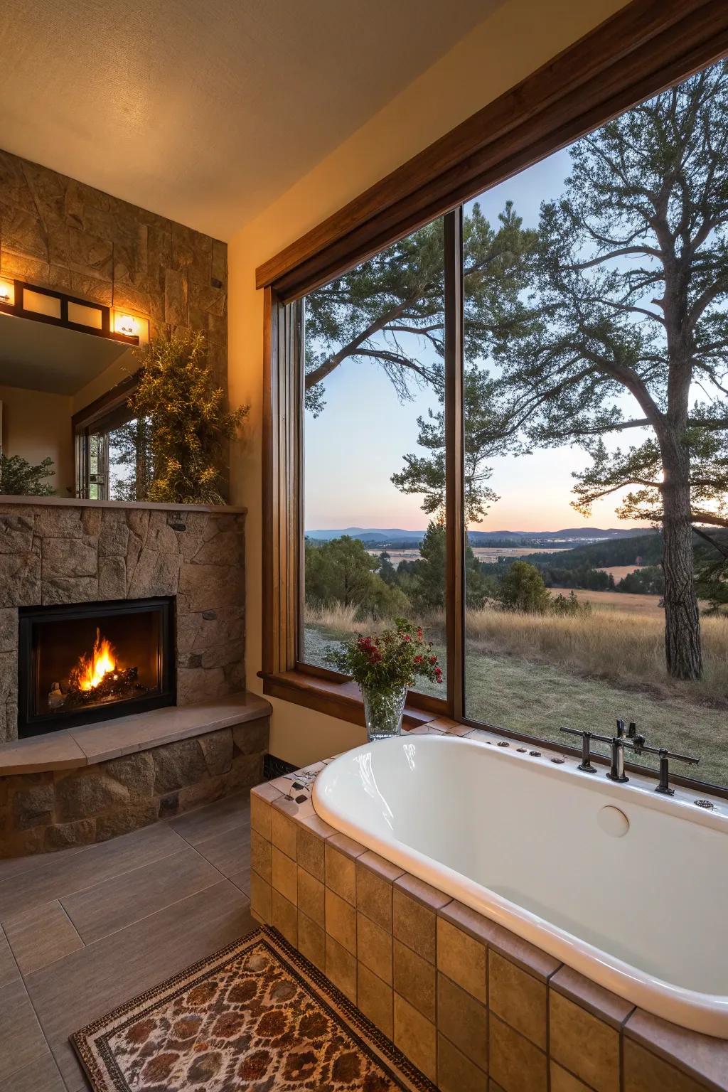 Hearth offering warmth and a beautiful landscape.