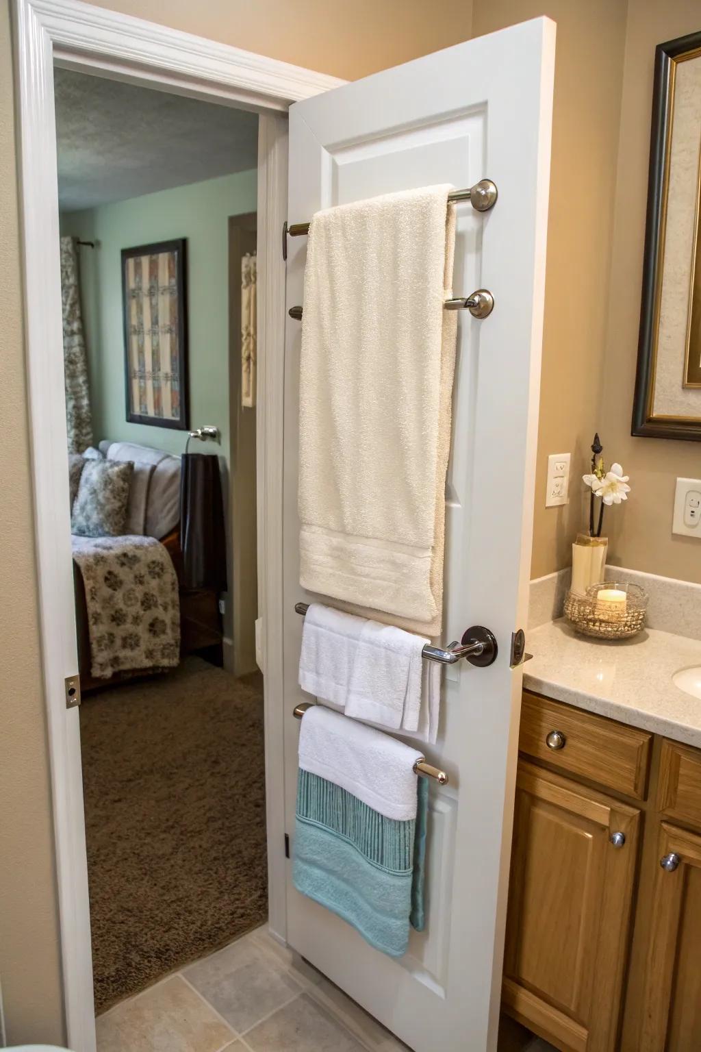 Over-the-door racks make great use of space that&rsquo;s often wasted.