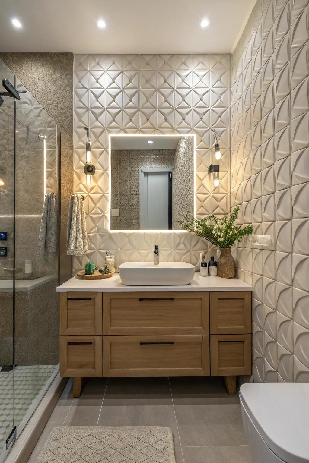 3D tiles create a dynamic, tactile experience.