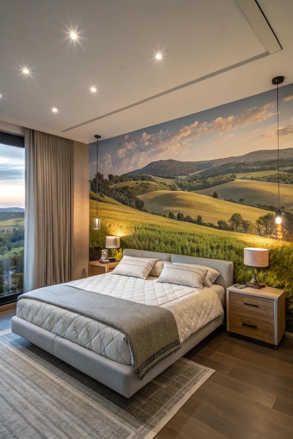 Wall murals transform your bedroom into a captivating canvas.