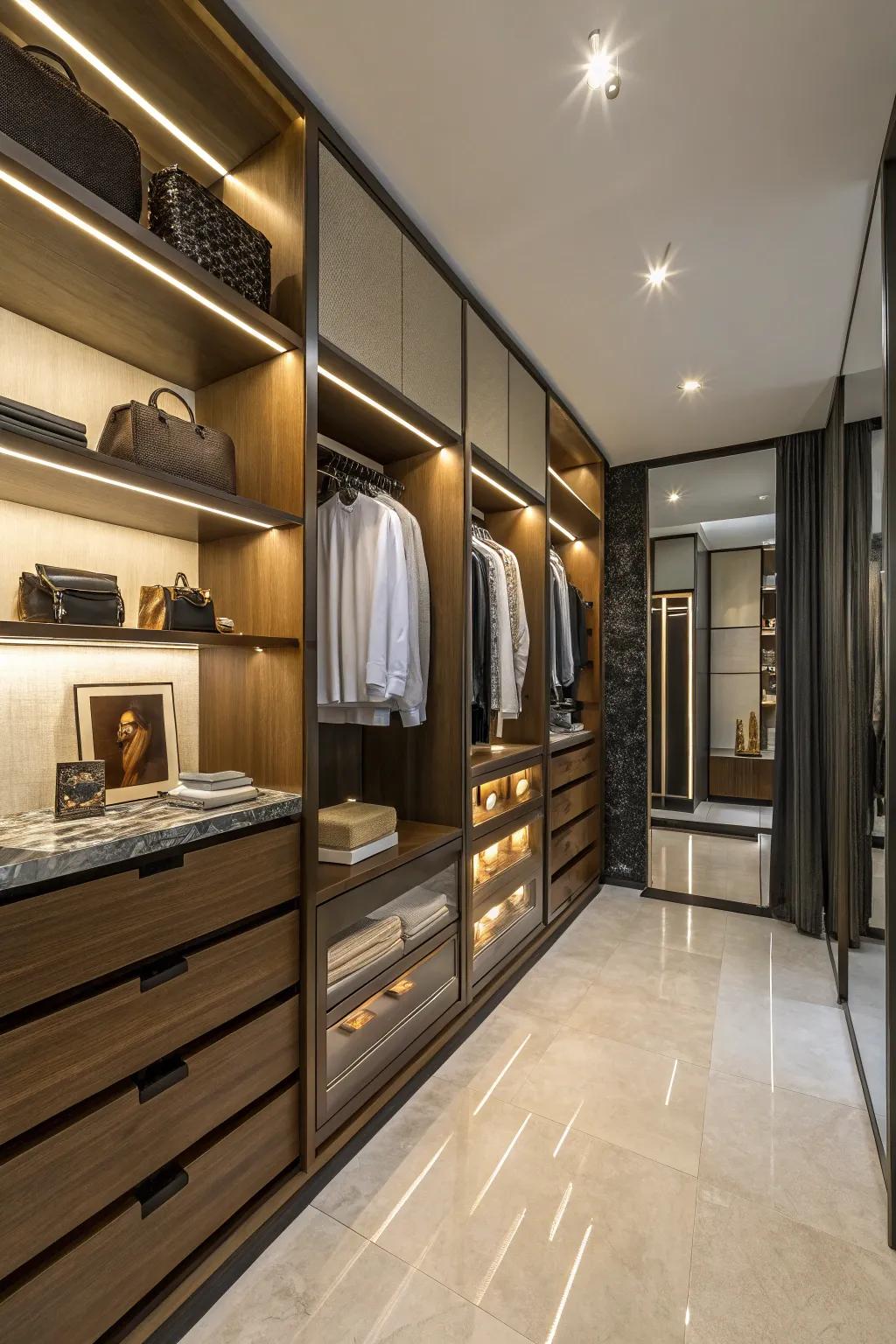 Walk-in closets offer luxury and ample storage.