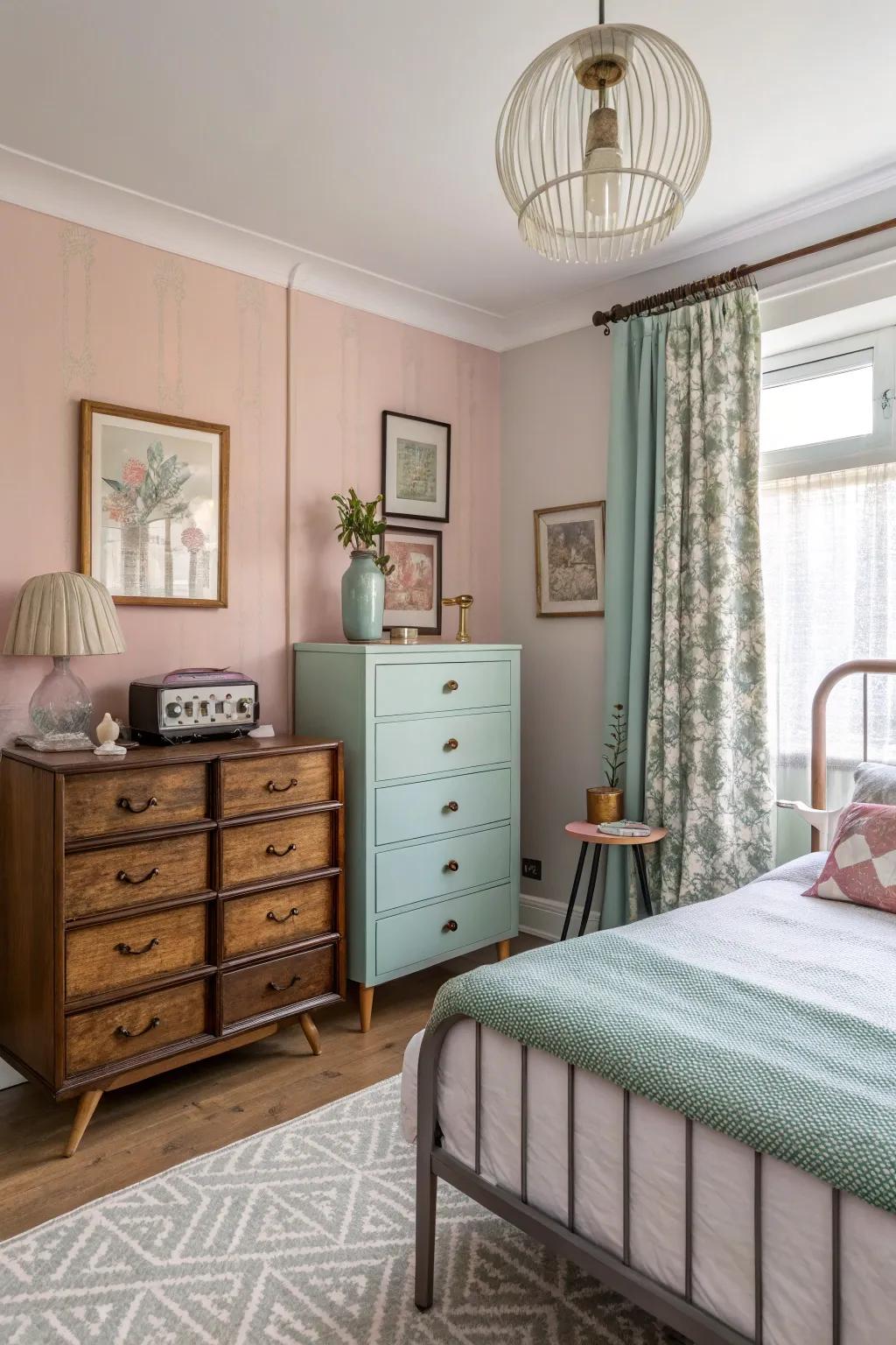 Vintage finds add character and contrast to the modern design.