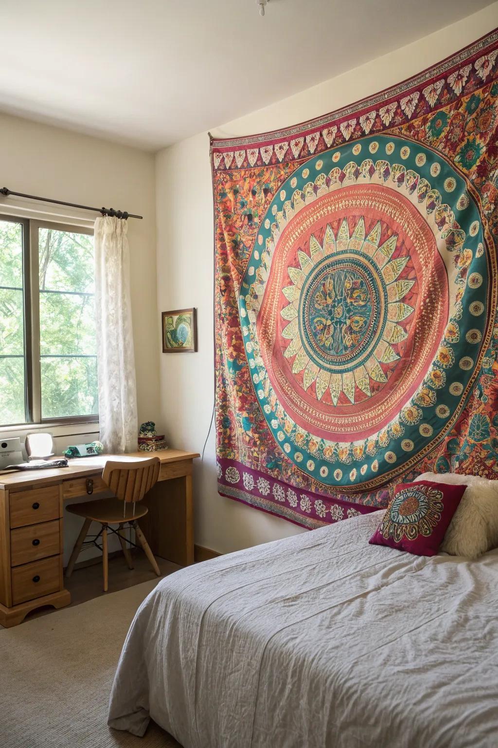 A tapestry can add an element of warmth and texture.