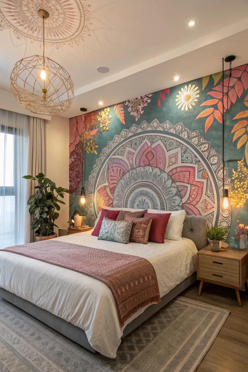Wall murals blend art and paneling for a bold statement.