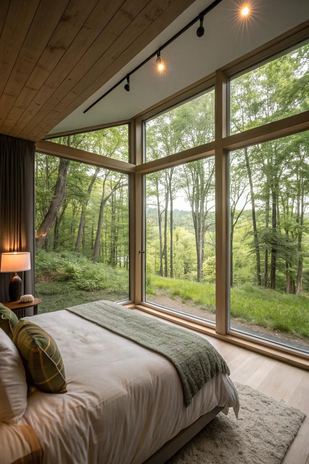 Frameless windows offer expansive views and seamless design.