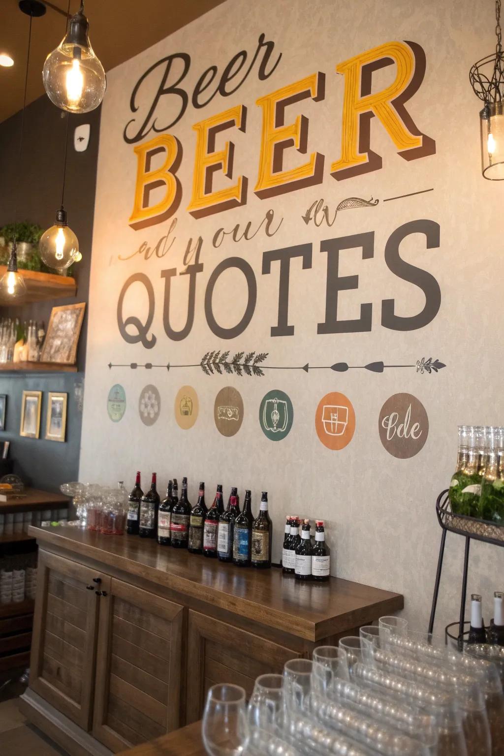 A beverage quote wall provides endless inspiration.