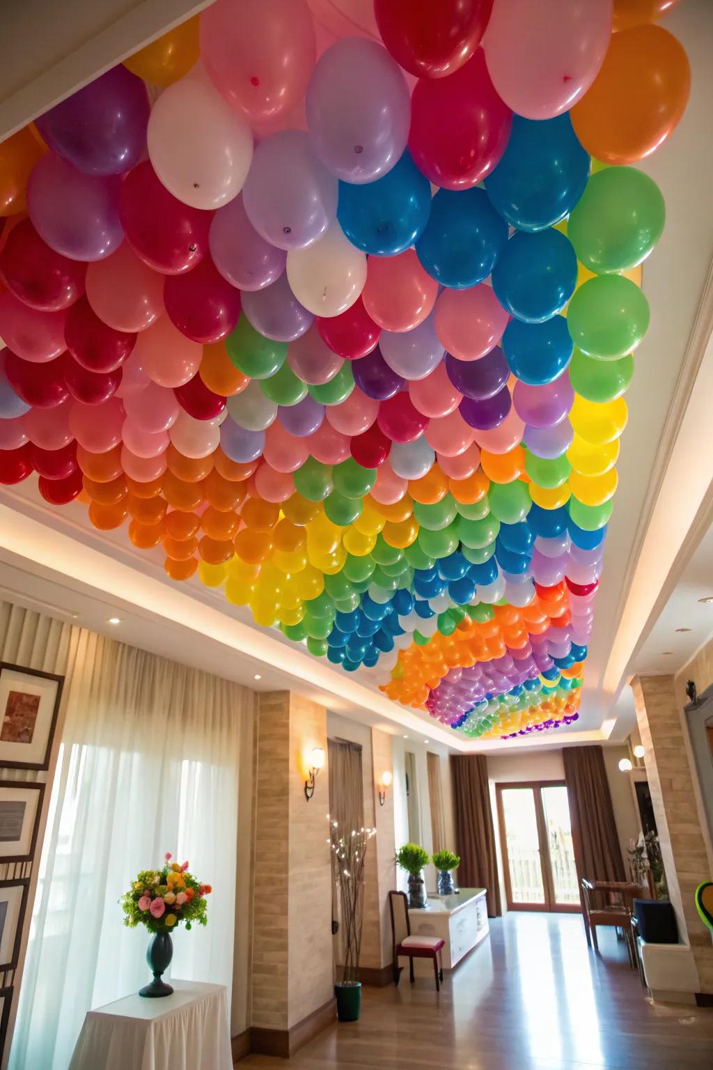 A balloon-covered ceiling is a show-stopper.