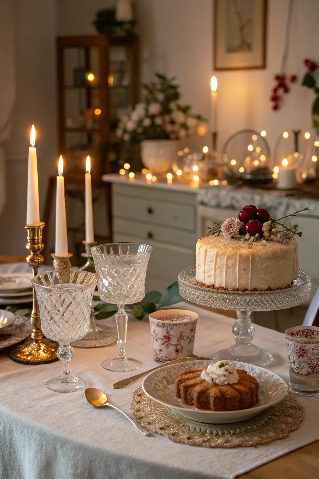 Classic glassware elevates the table setting with elegance and nostalgia.