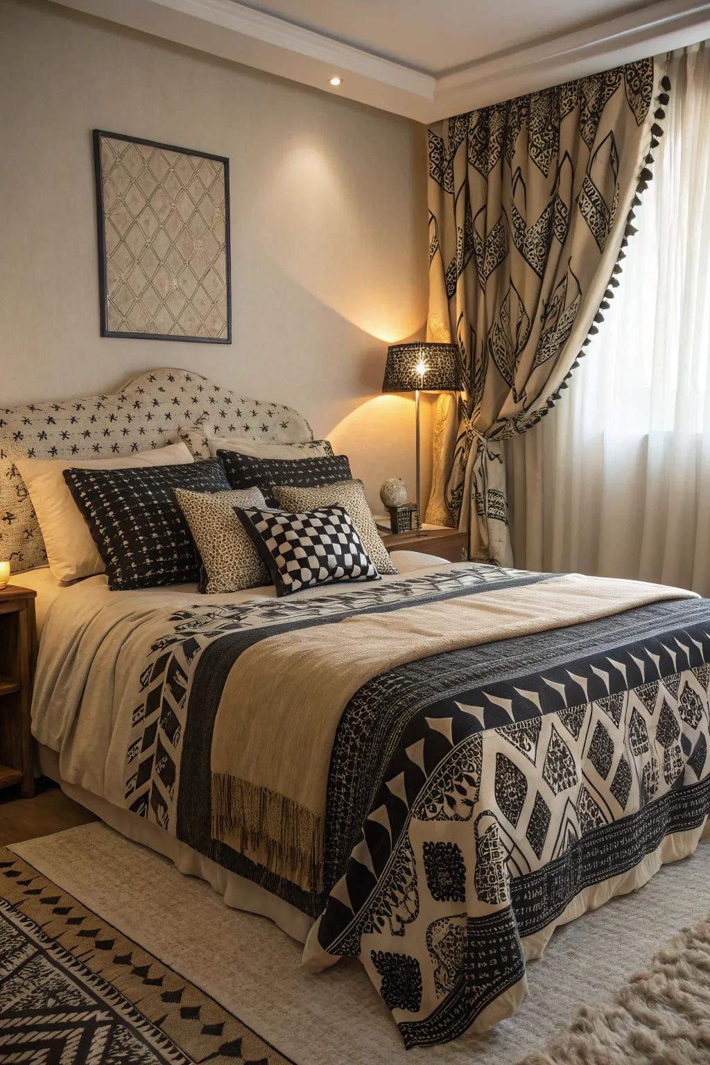 Mixing patterns introduces a playful sophistication.