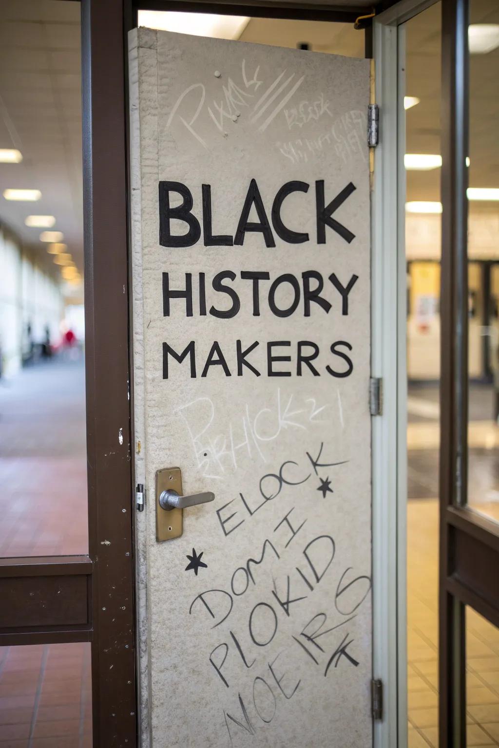 A door featuring quotes of change to inspire reflection and dialogue.