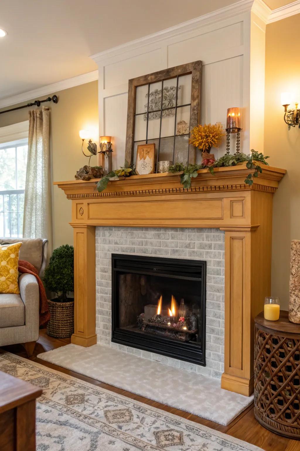 Add stain to give your fireplace new life.