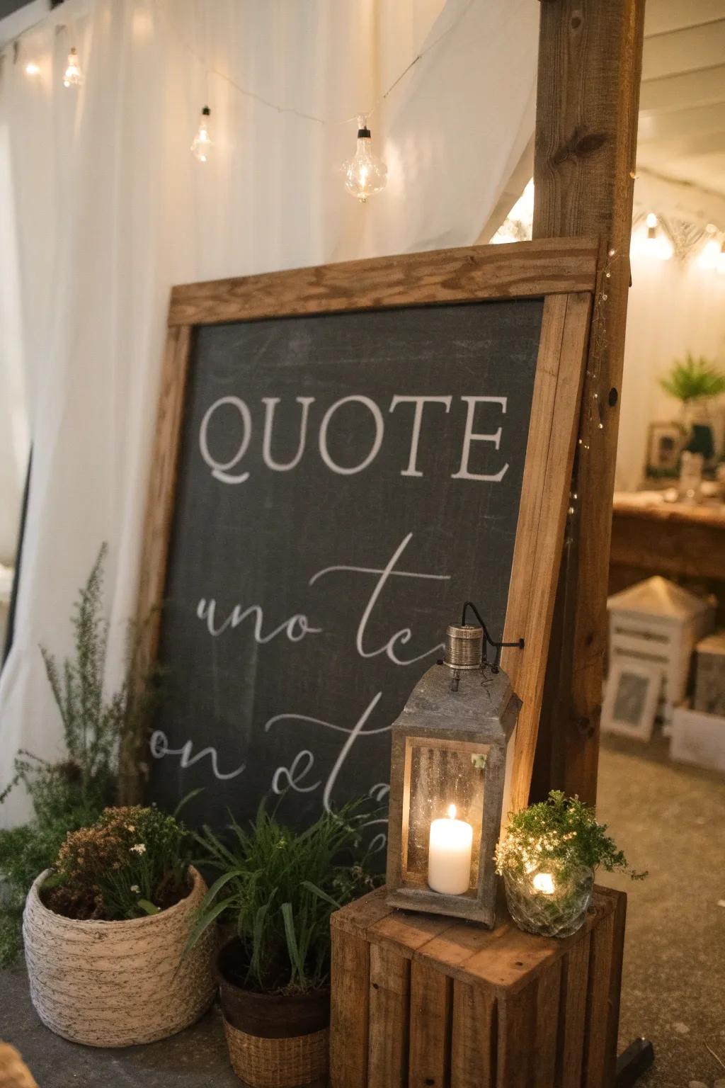 Personalized quotes make the event more meaningful for the bride and guests.