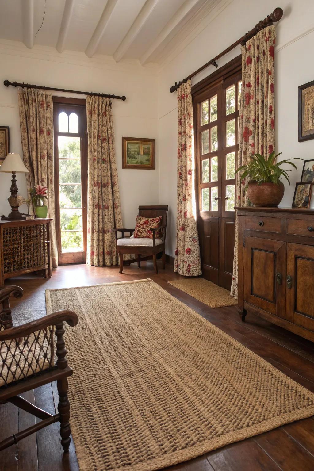 Textured ground coverings include heat and comfort to the floor.