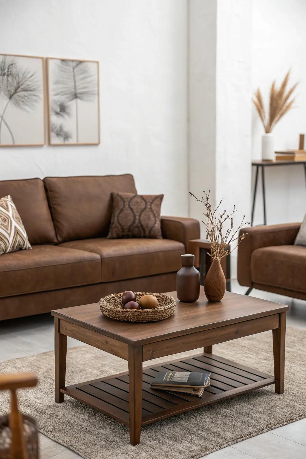 A minimalist way showcases the beauty of brown tones.