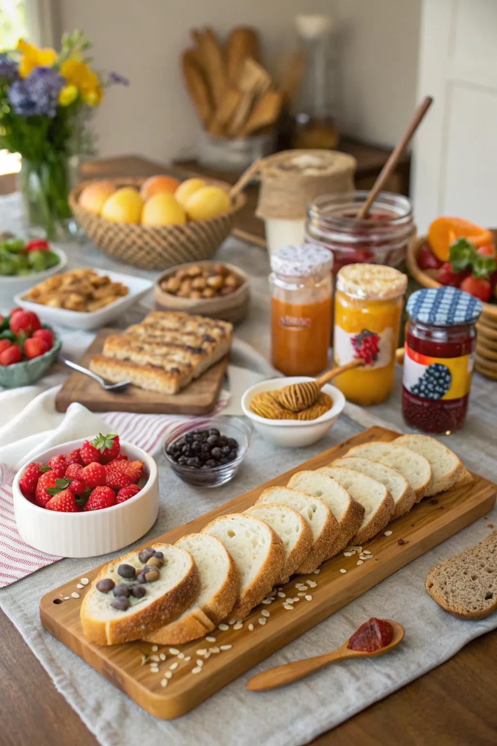 A craft-your-own toast station encourages guests to discover flavors.