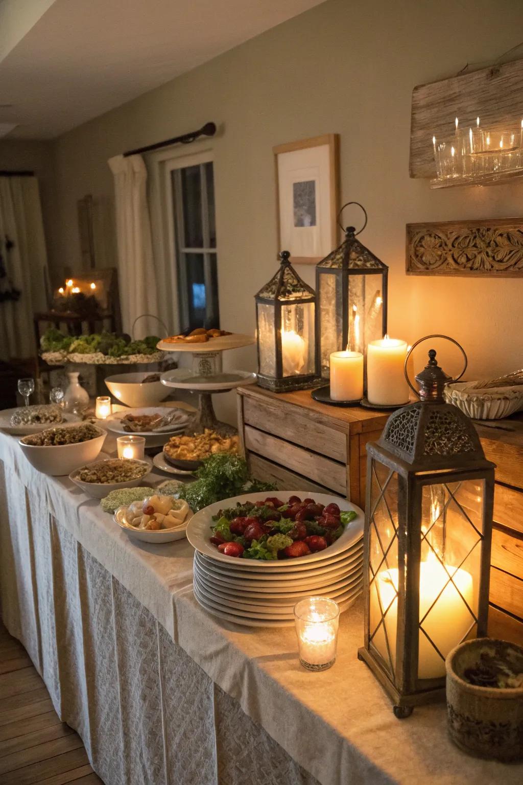 Radiant atmosphere adds warmth and sophistication to your buffet.