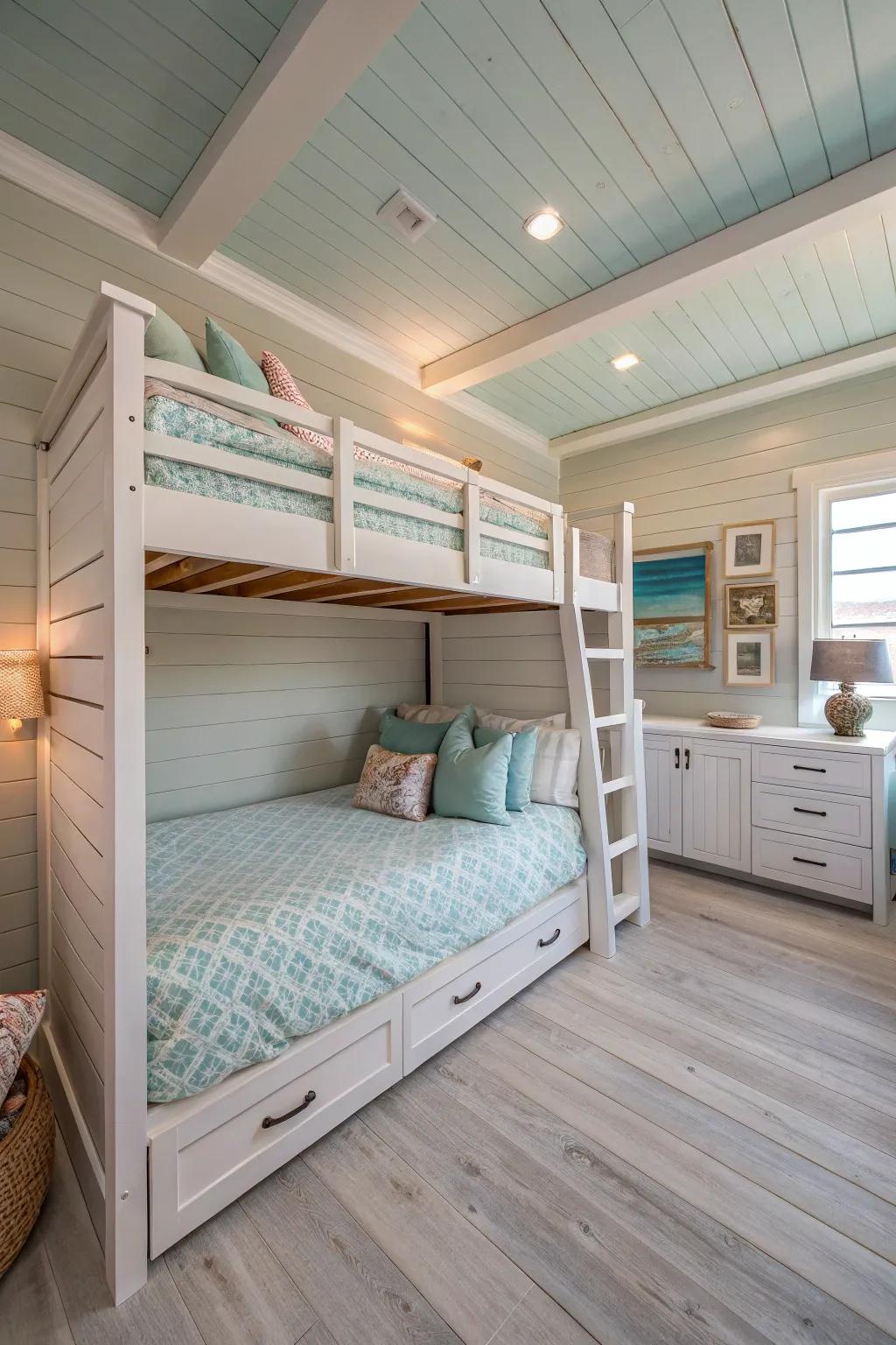 Textured board-and-batten cladding injects coastal charm into your space.