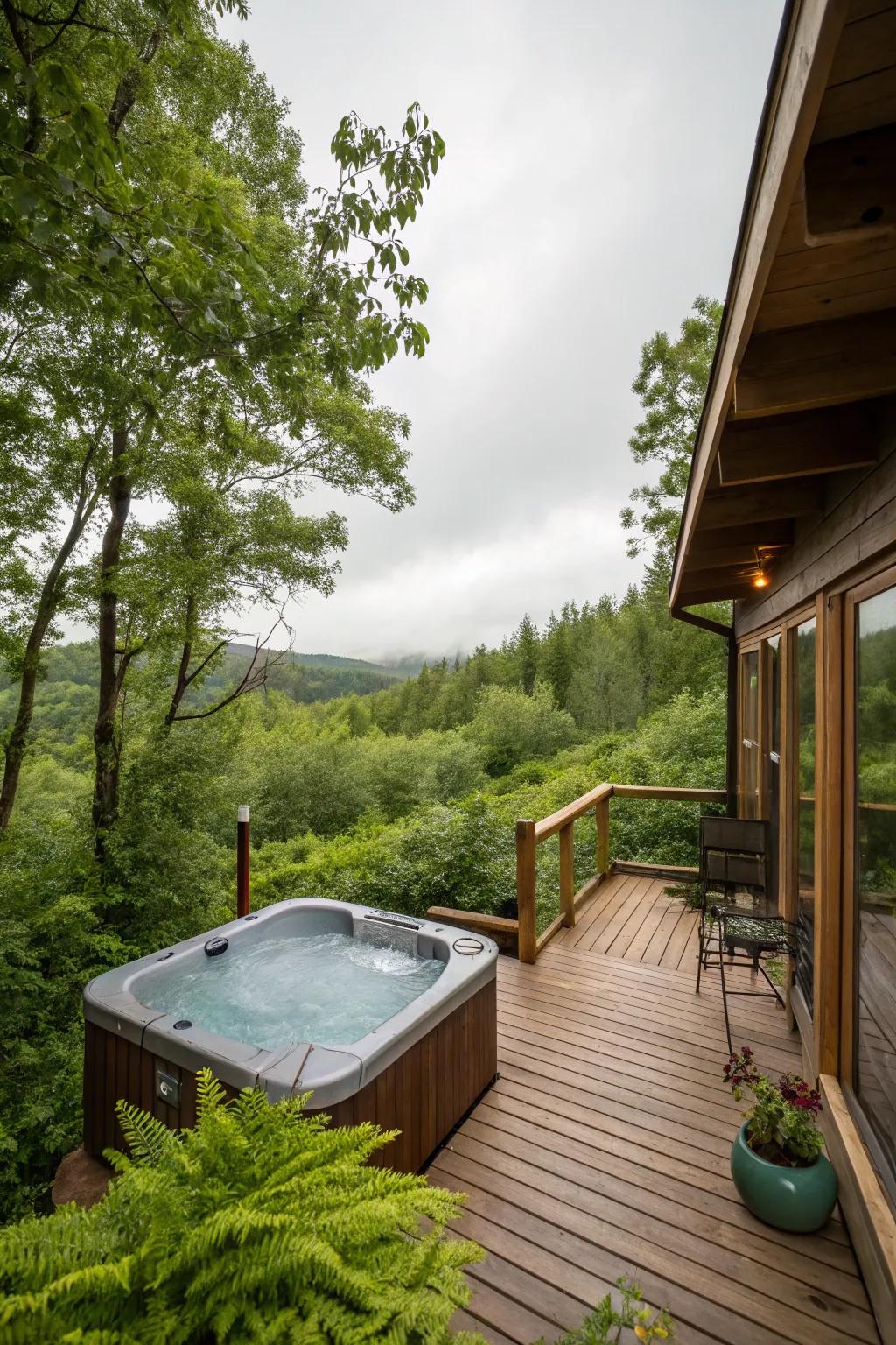 A soaking tub on the veranda offering a private hideaway.