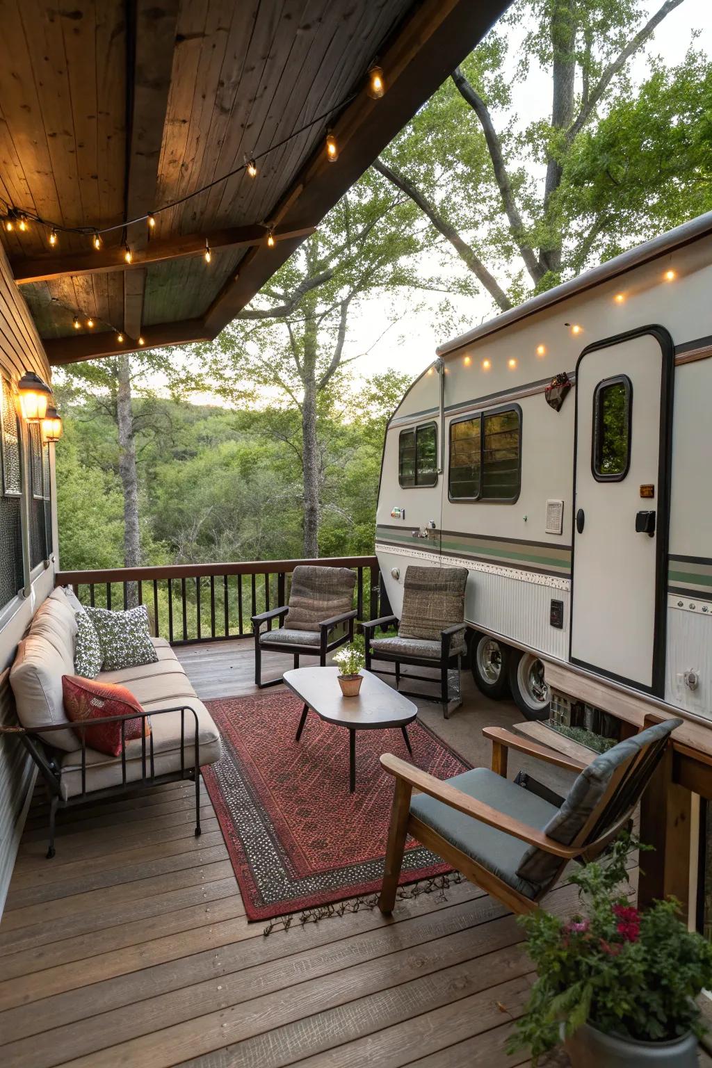 Split-level decking creates an open and sophisticated setup.