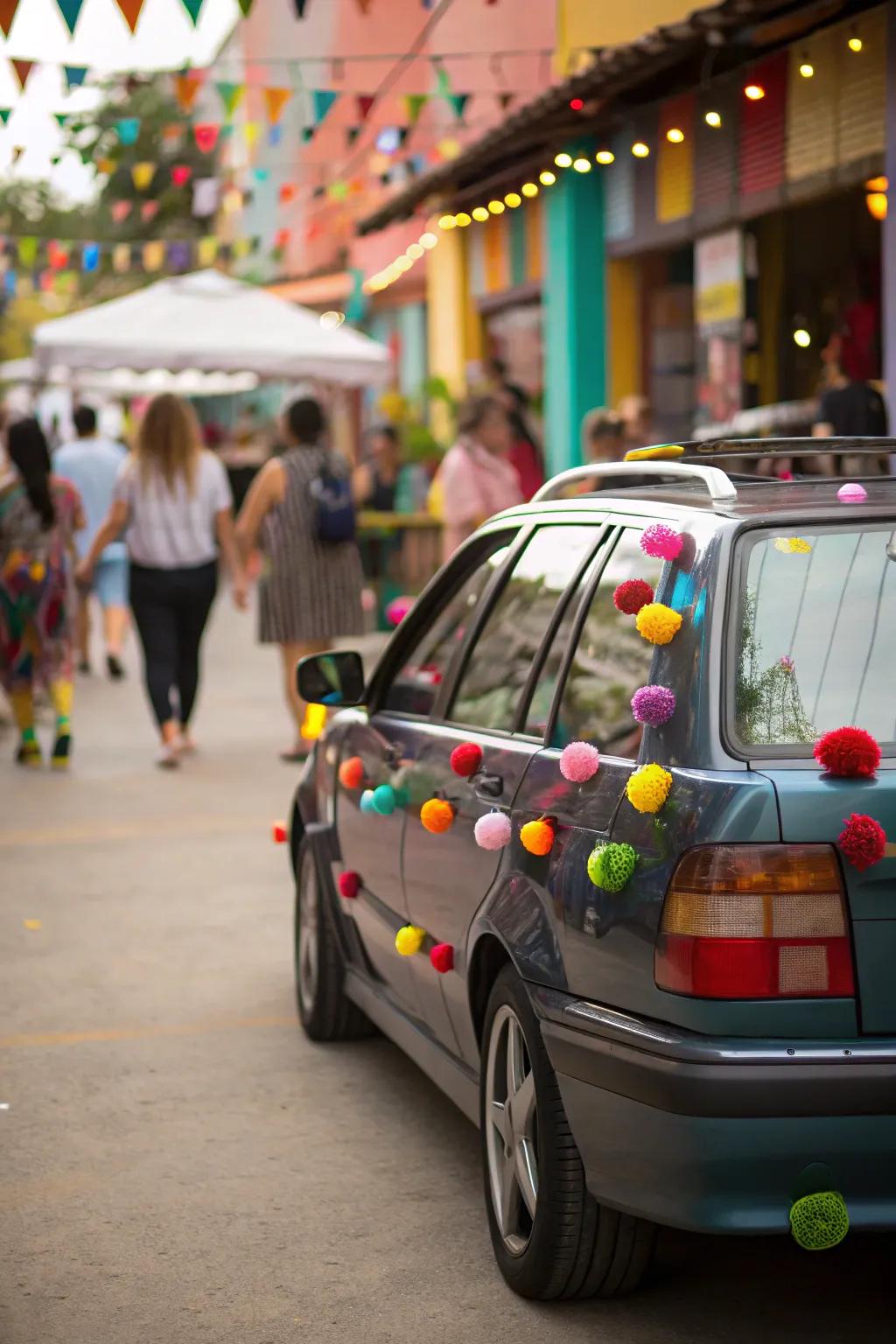 Pom poms give off a whimsical and celebratory vibe.