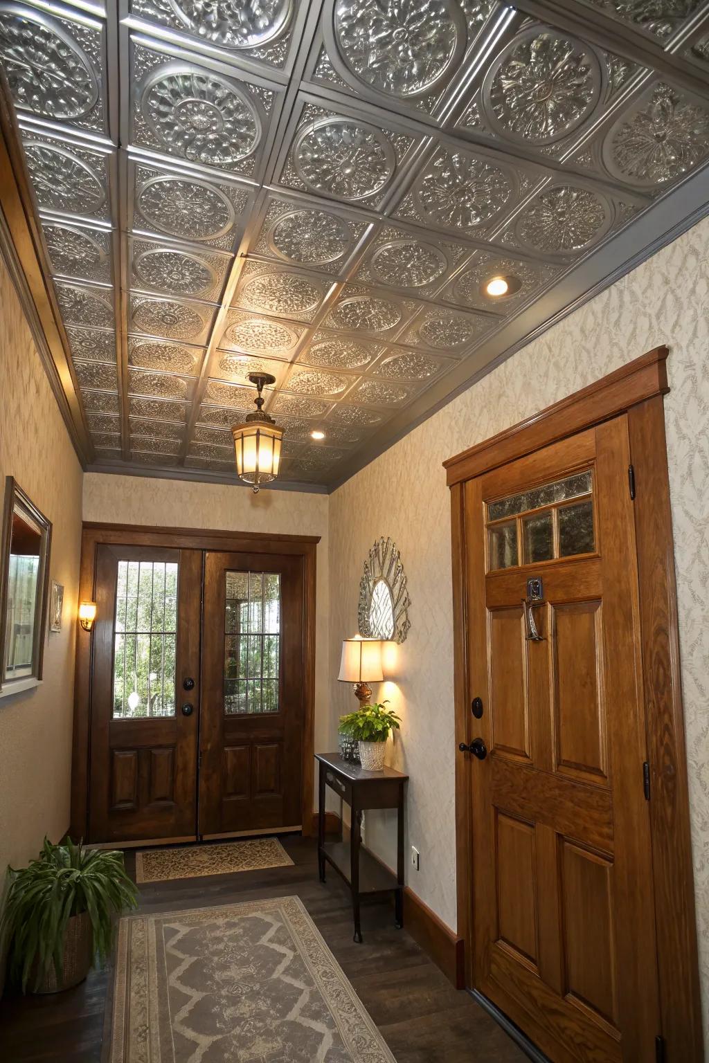 Stamped metal panels add antique charm to your ceilings.
