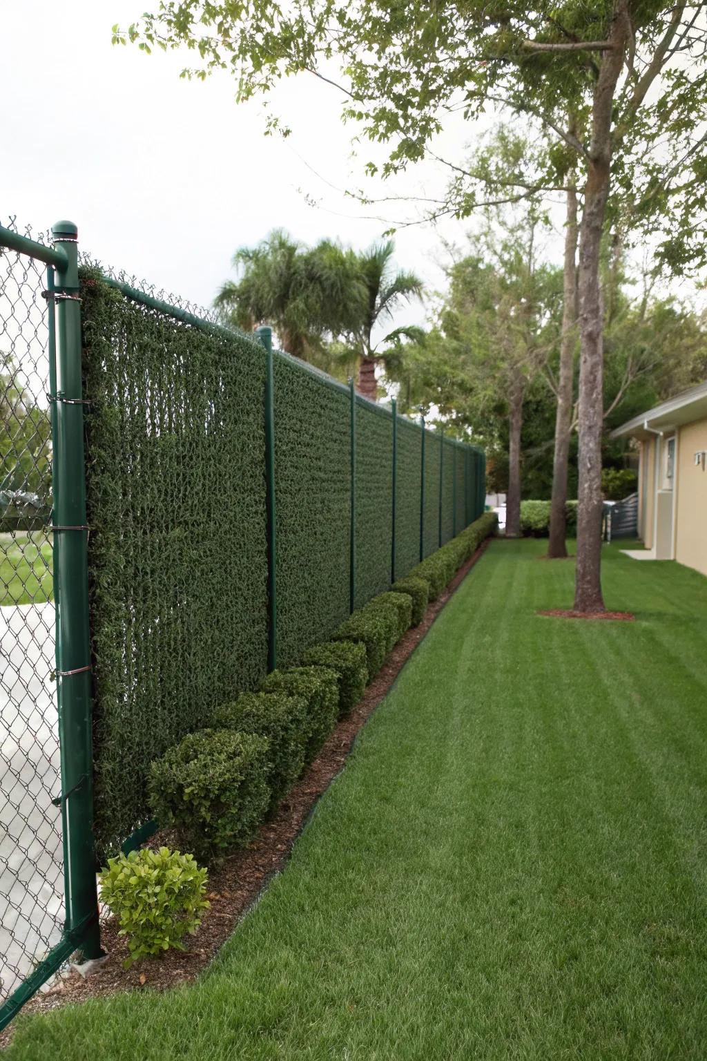 Faux hedge rolls provide instant greenery without the hassle.