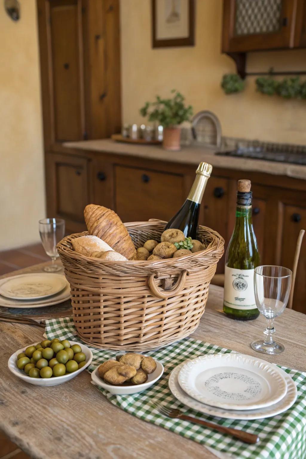 Italian Flair with Italian bubbly and biscotti.