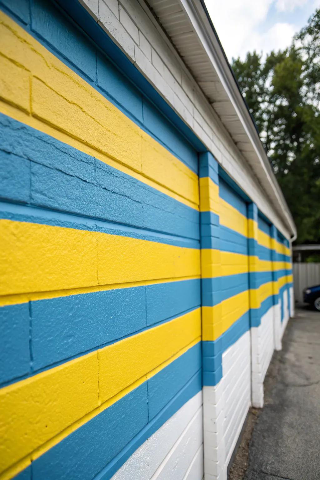 Banding adds dynamic visual interest to garage walls.