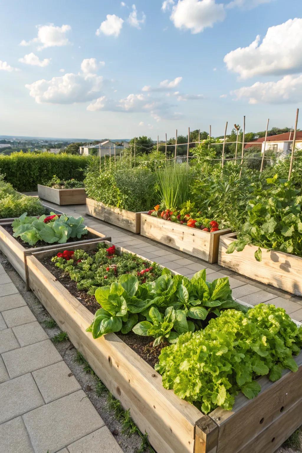 Raised beds offer a practical and attractive gardening solution.