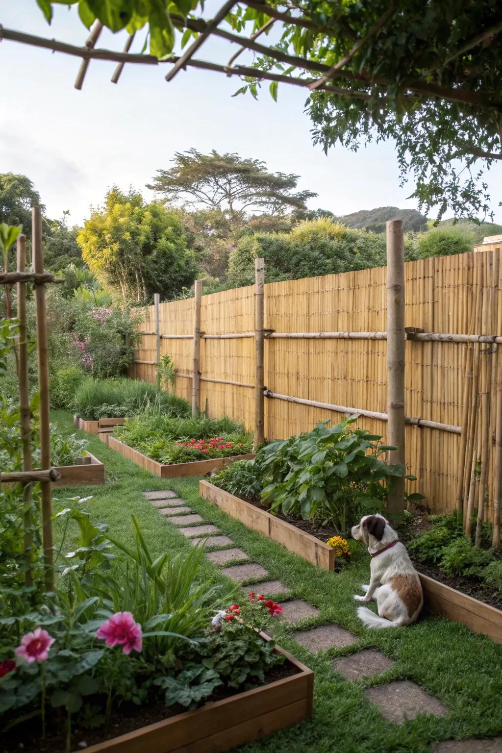 Bamboo fencing offers an eco-friendly and stylish solution for dog containment.