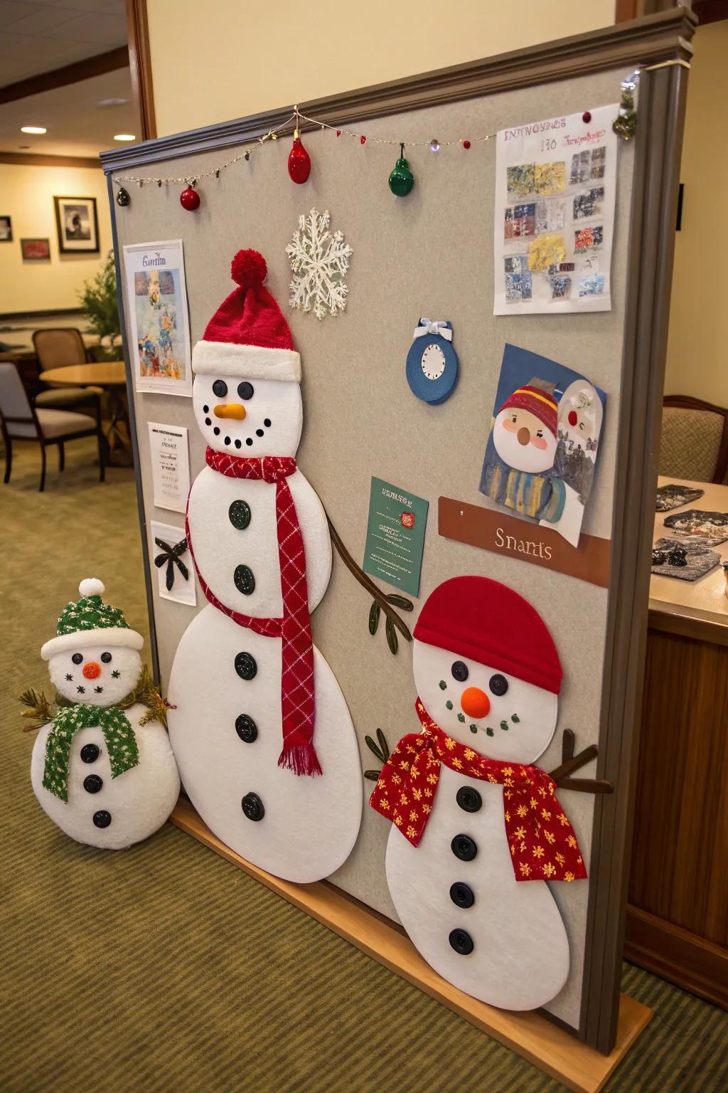 Celebrate family with a charming snow buddy portrait.