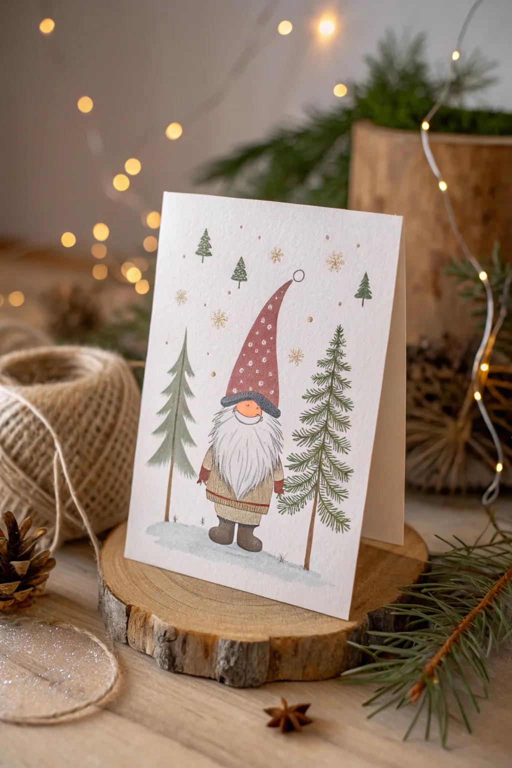 Enjoy the magic of the season with a handmade elf shaker card, a blend of simplicity and playful elegance.