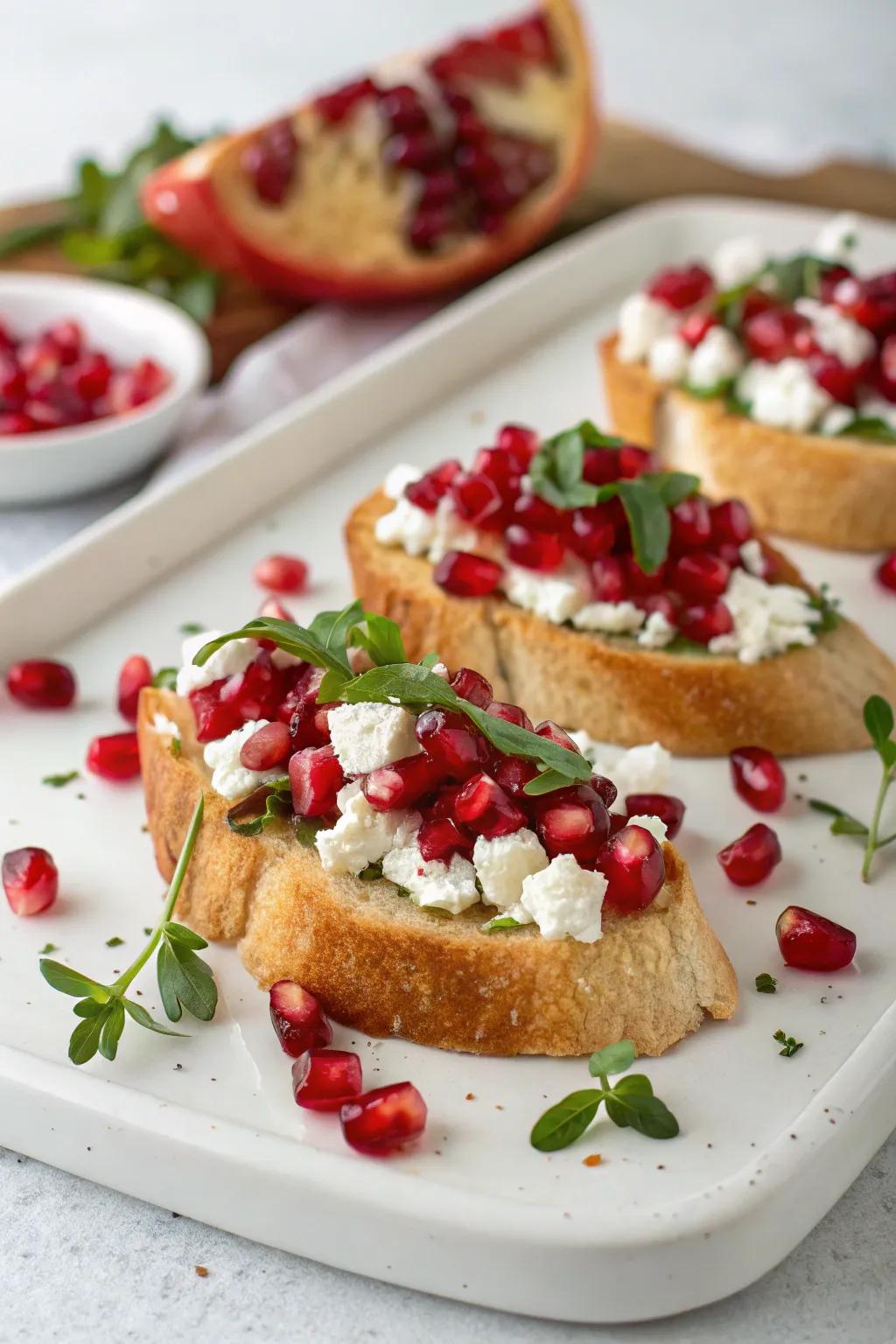 Berry and feta bruschetta bring a burst of holiday color.